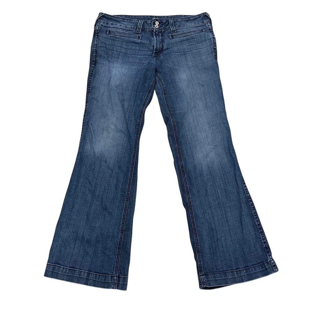 Ariat Trouser Jeans 32R Blue Bell Mid Rise Wide Leg Flare Denim AW6019A